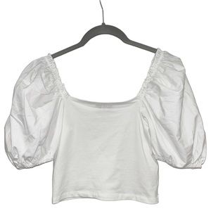 Topshop Nordstrom Puff Sleeve Crop Top